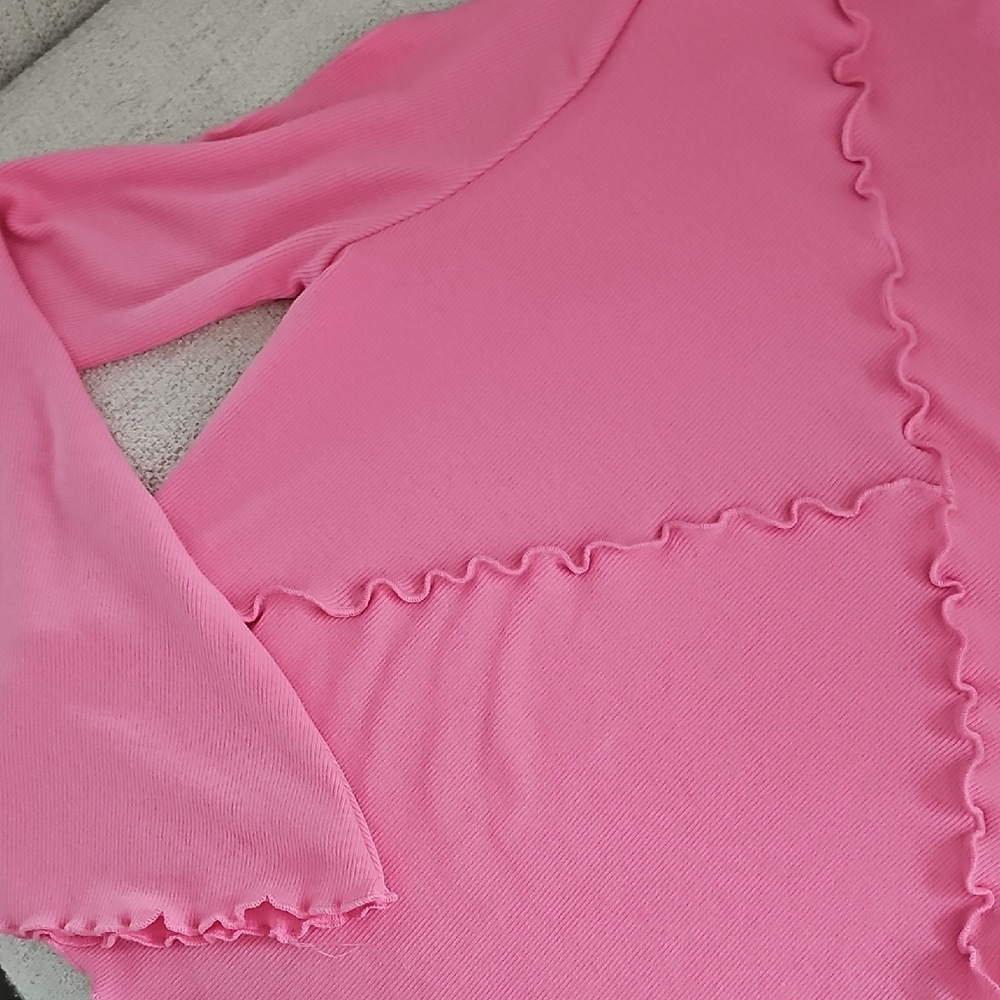 New Two Shirts Pink Ruffle Top, Cream Ruffle T-shirt Perfect For Spring! - Picture 5 of 12
